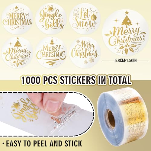 1000Pcs Clear Christmas Stickers Roll C395581