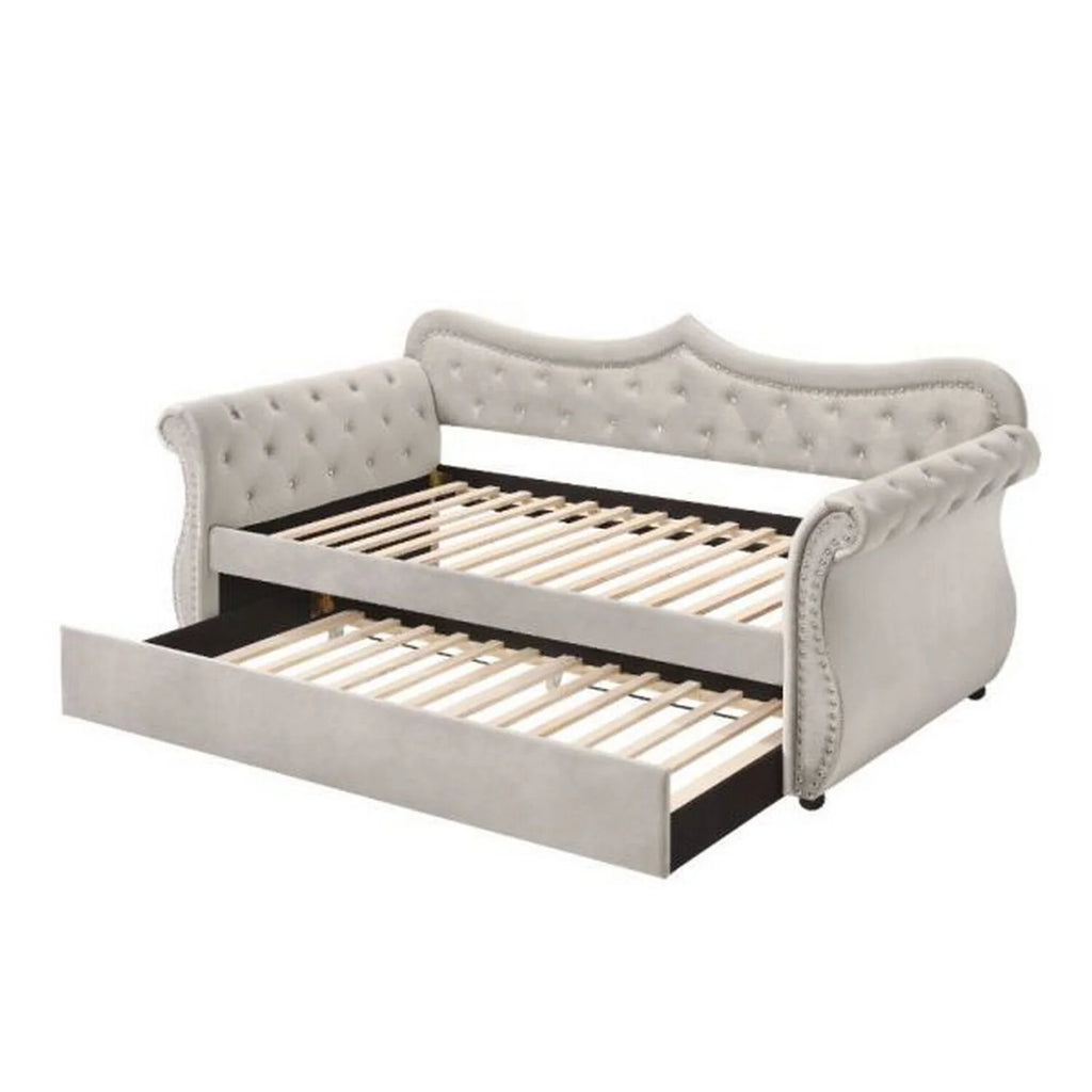 Beige Wood Daybed with Trundle I5909