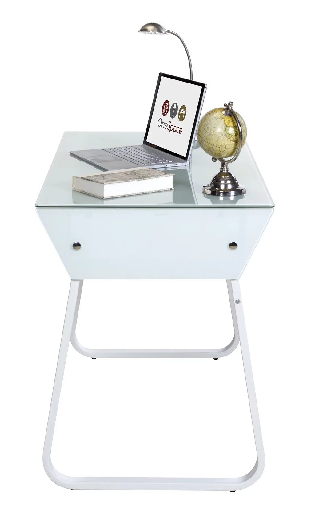 Glass Computer Desk with Drawers W406036