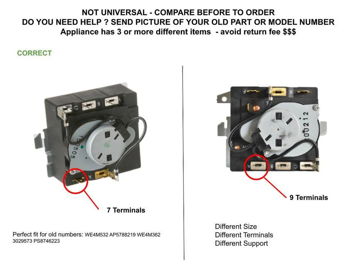 Compatible with GE Dryer Timer V5570