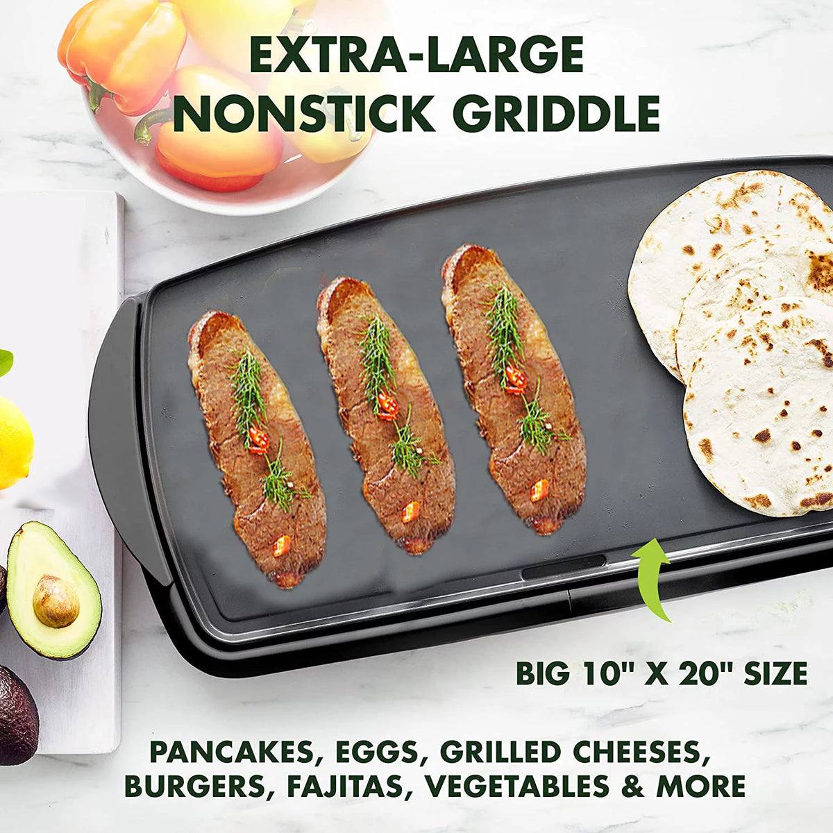 20-Inch Nonstick Ceramic Electric Griddle S469