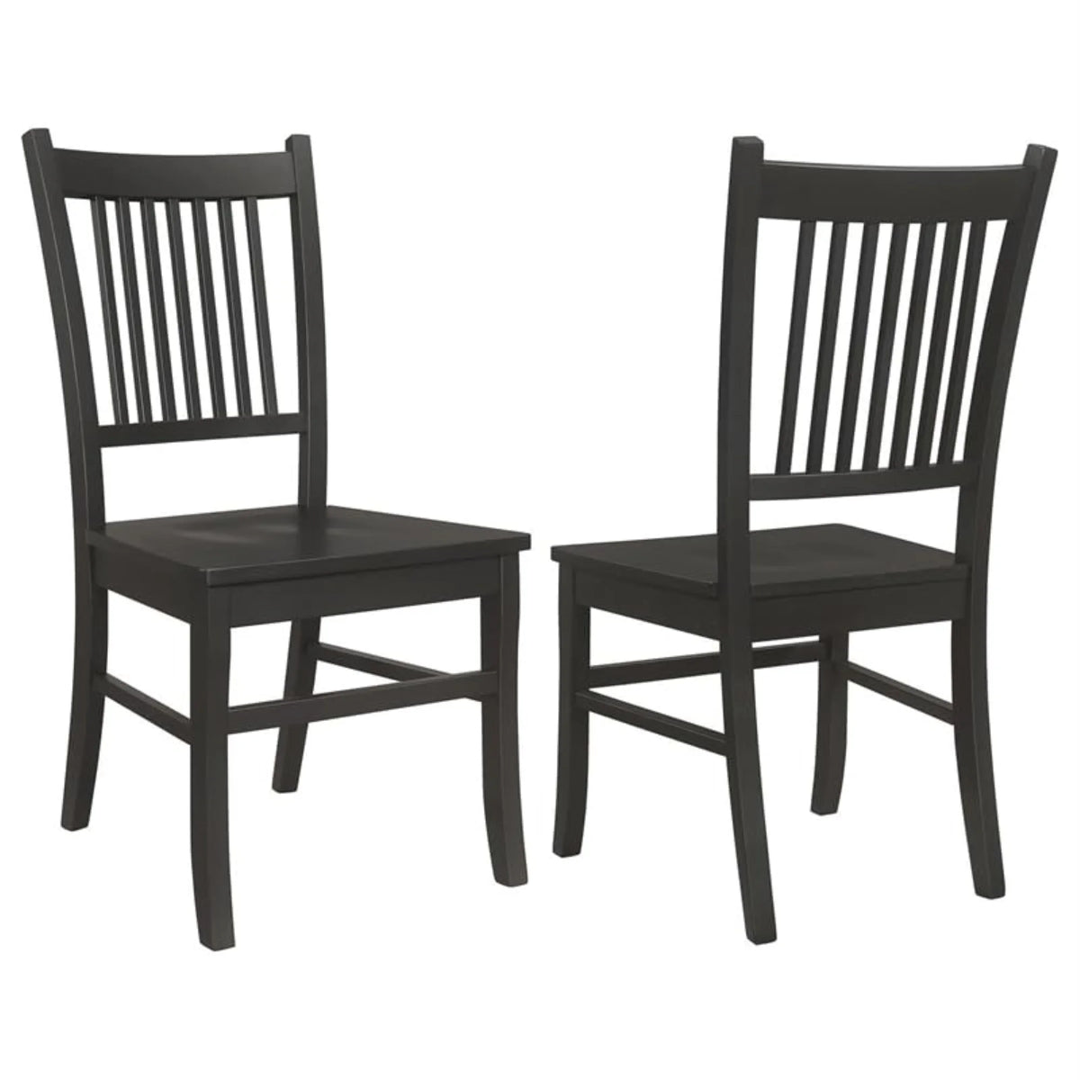 Wood Slat Back Dining Side Chair in Matte Black D990