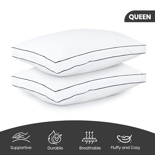 King Size White Set of 2 Gusseted Bed Pillows J486631
