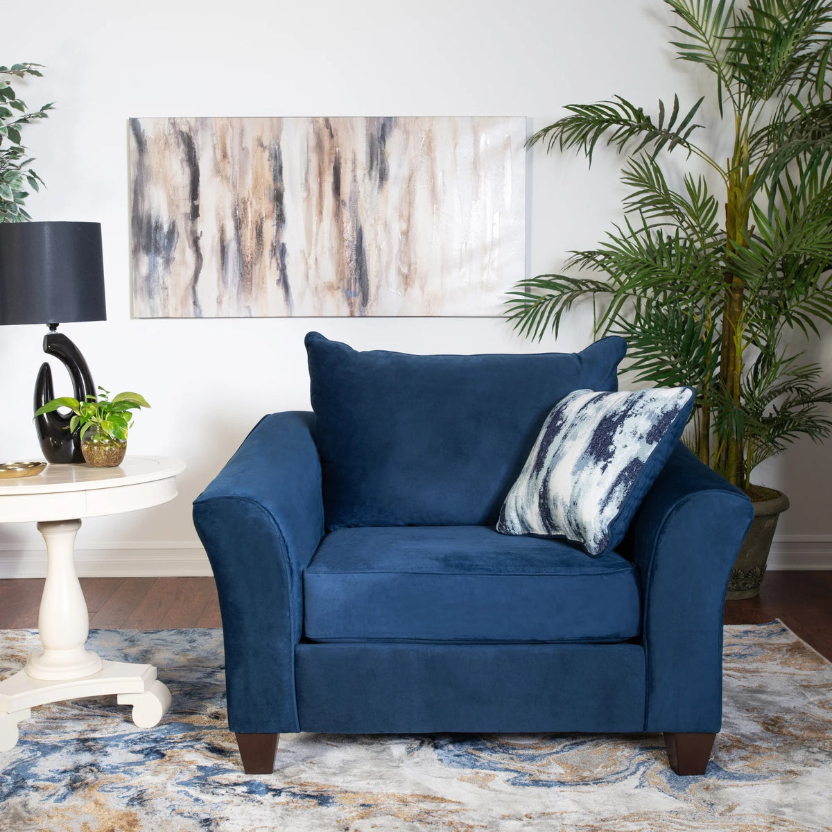 Navy Blue Fabric Armchair S478809