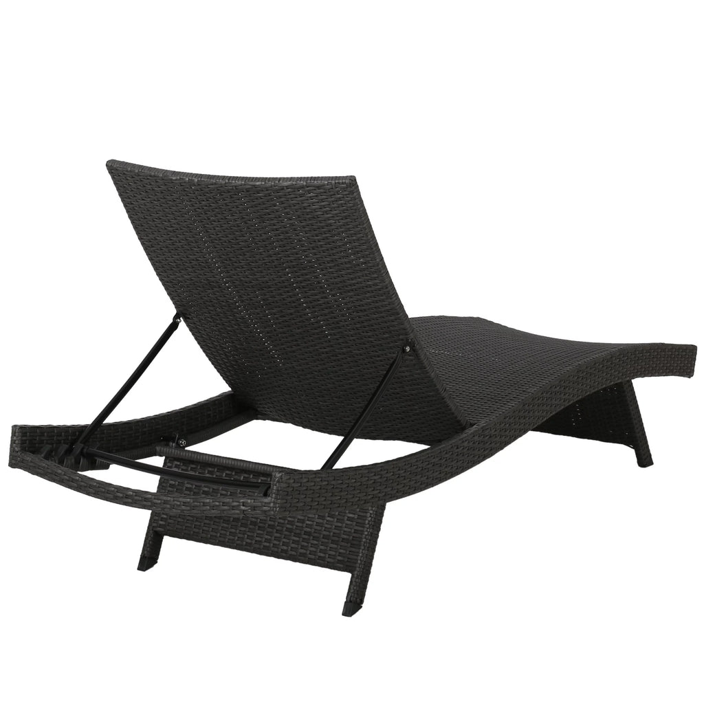 Grey Wicker Adjustable Chaise Lounge Set of 2 Y904