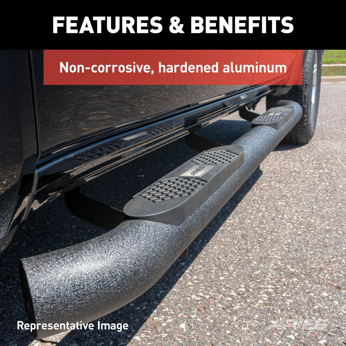 Black 4-Inch Round Aluminum Nerf Bars V67166