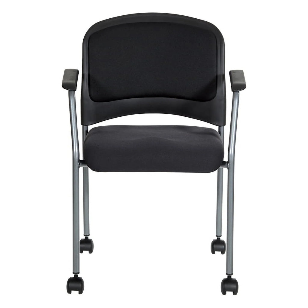 Black Fabric Rolling Visitors Chair with Casters E591