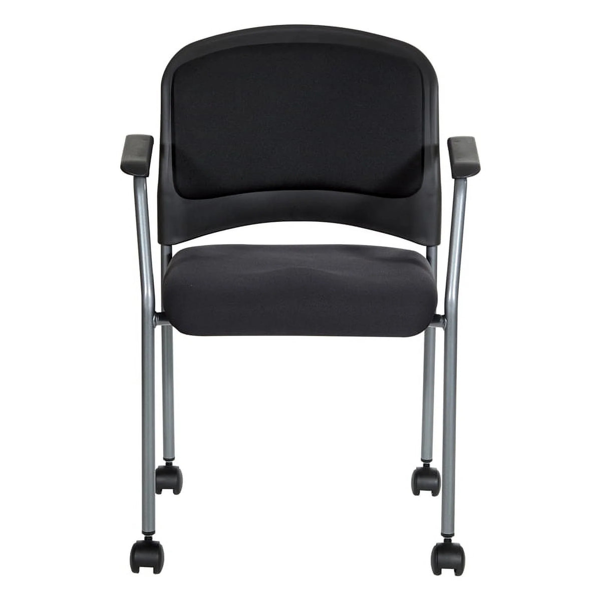 Black Fabric Rolling Visitors Chair with Casters E591