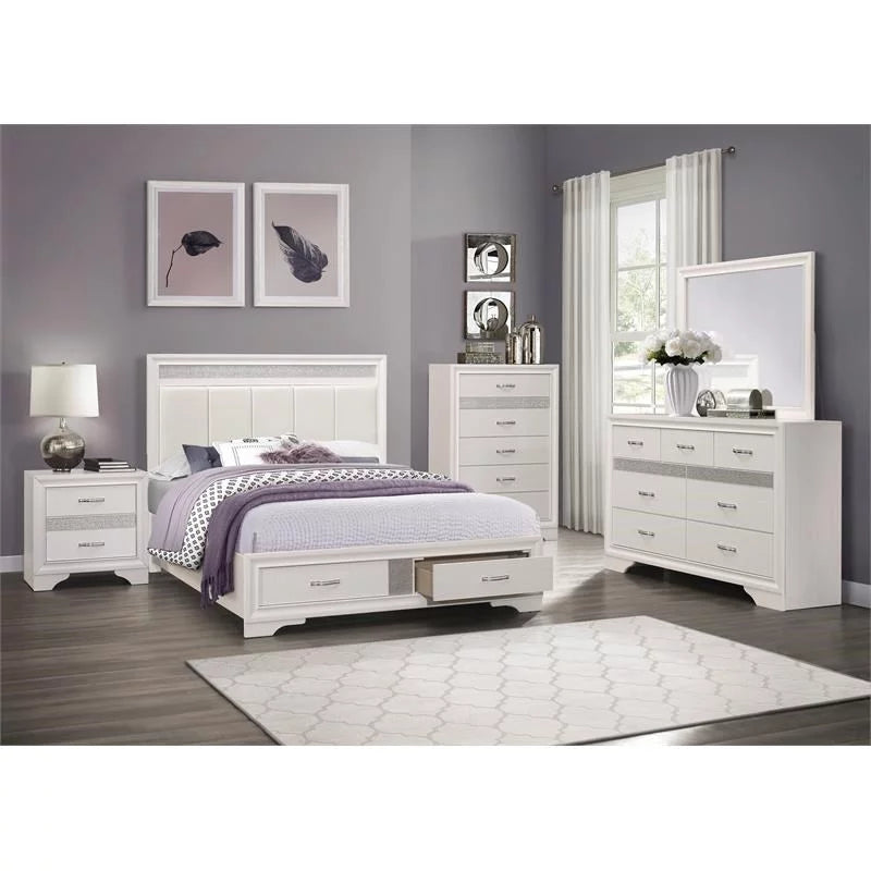 White 3 Drawer Wood Nightstand I85215
