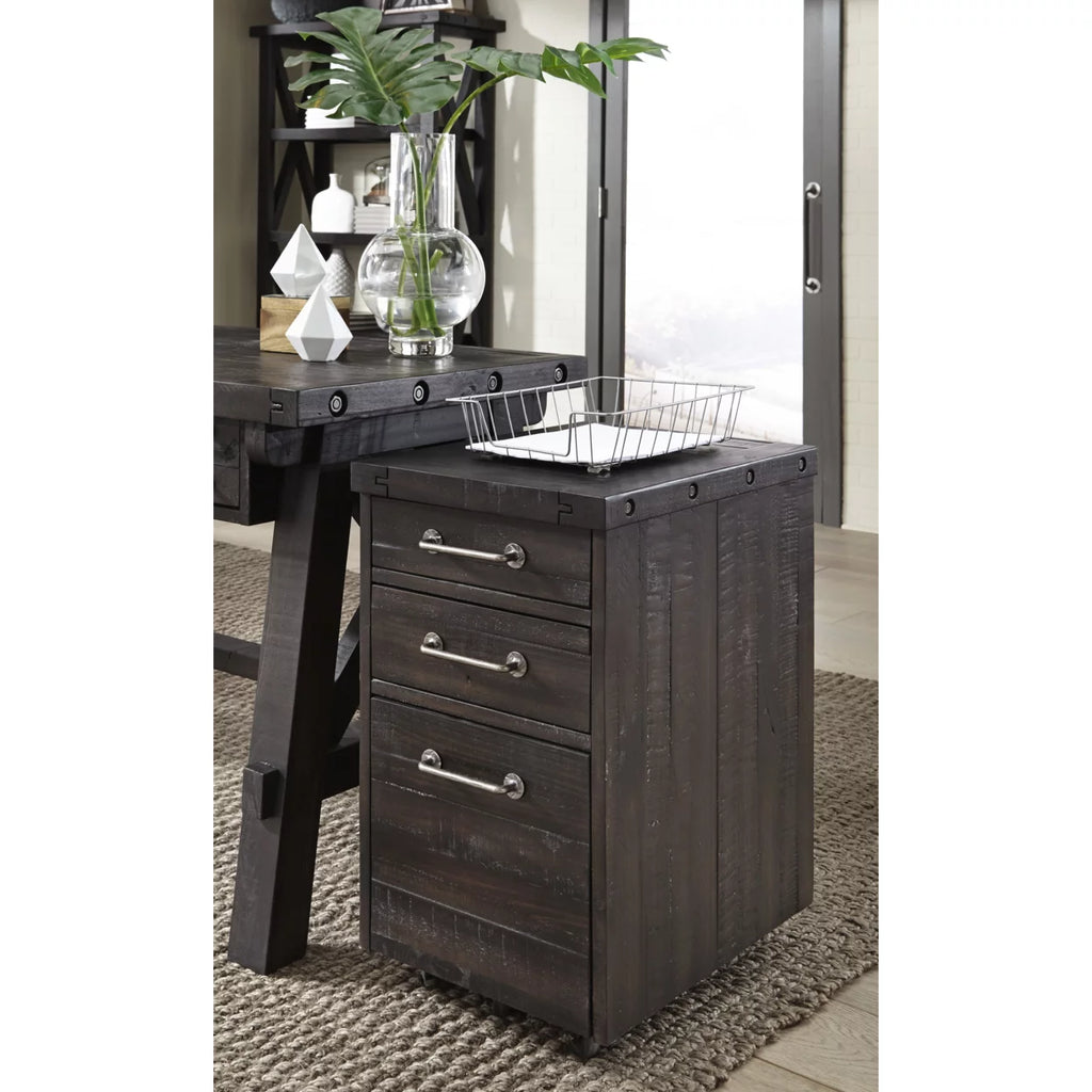 Cafe Brown Solid Pine Wood File Cabinet with Rolling Casters S821