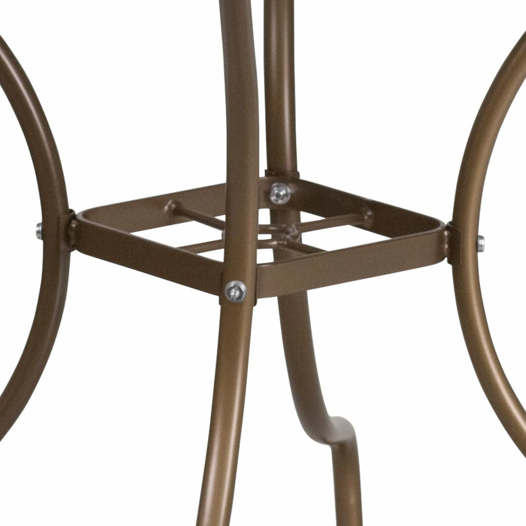 Square Black Steel Patio Table with Umbrella Hole E444027