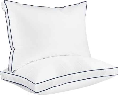 King Size White Set of 2 Gusseted Bed Pillows J486631