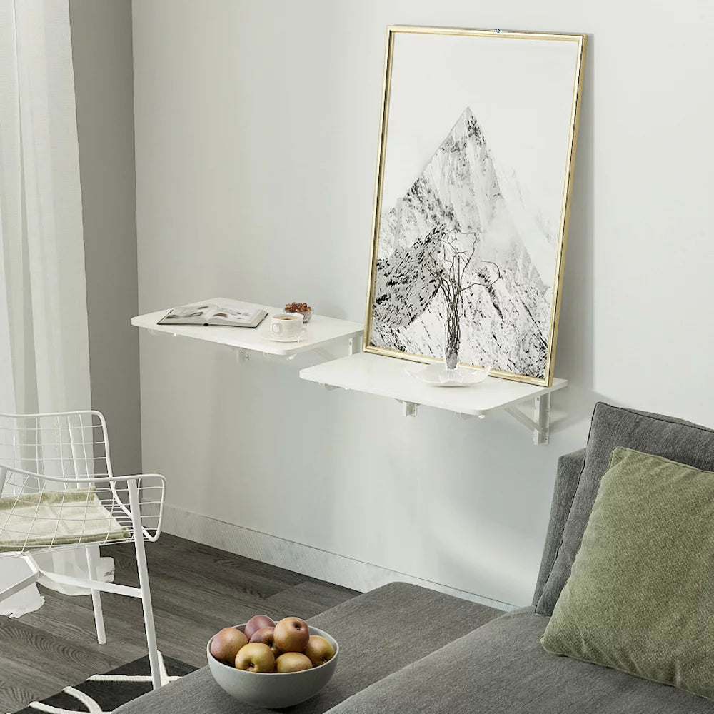 23.6"x15.7" White Wall Mount Folding Table Y61365