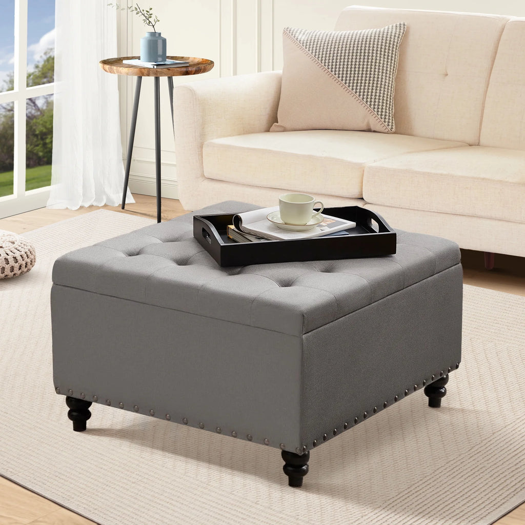 30" Square Lift Top Storage Ottoman Bench K6571