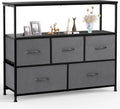 5 Fabric Drawer Dresser with Wood Top and Steel Frame B1491