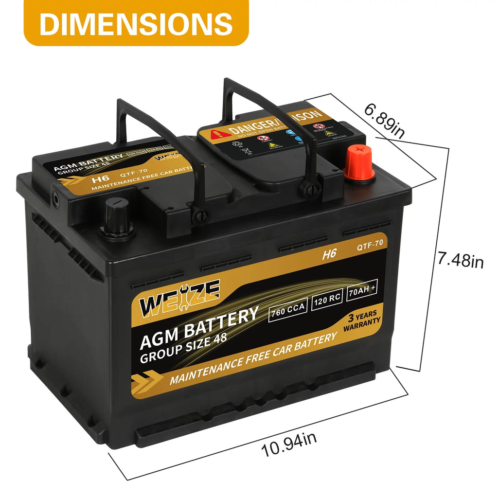 12v 70ah H6 Automotive Battery Q8188