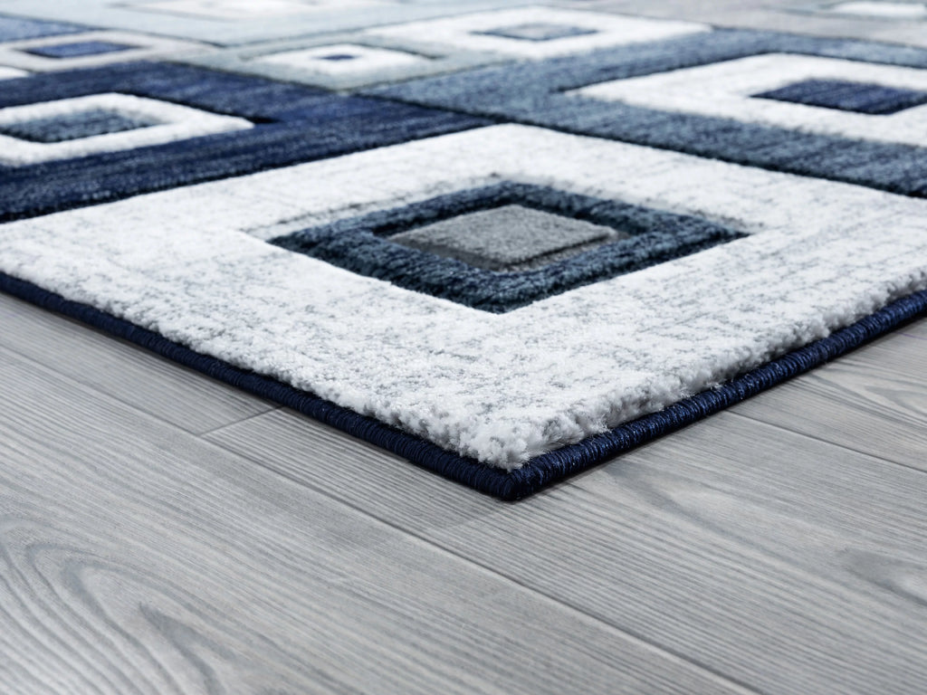 Navy Modern Geometric Accent Rug Y405852