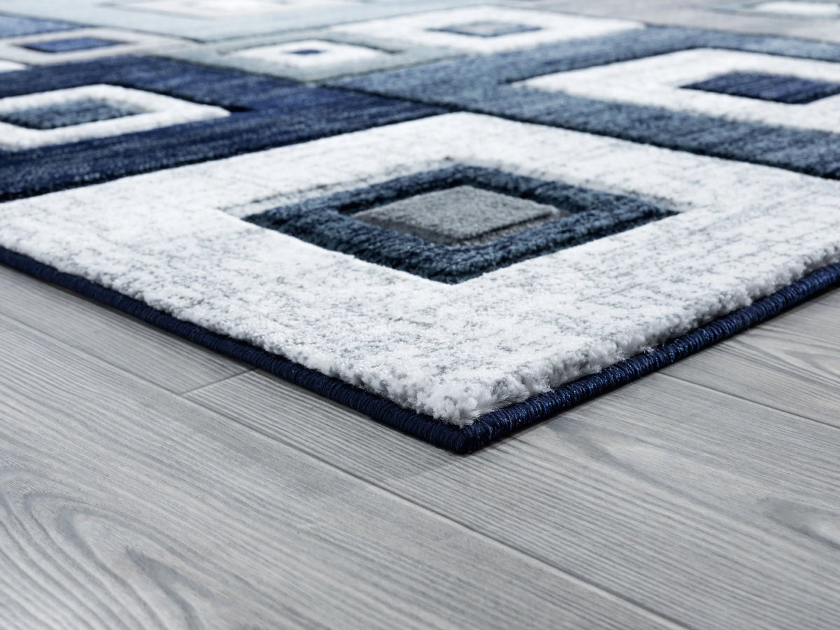 Navy Modern Geometric Accent Rug Y405852