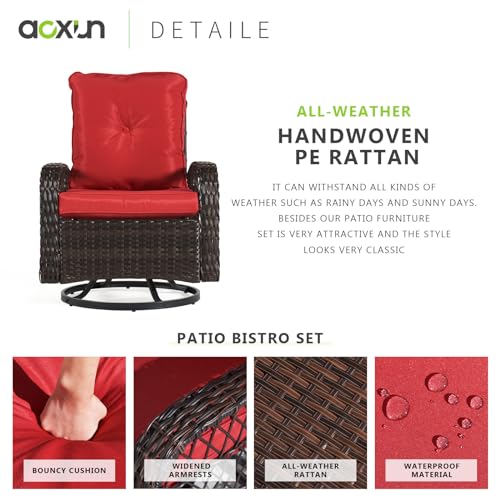 3 Pieces Wicker Patio Furniture Set with Swivel Rocker Chairs and Table G788