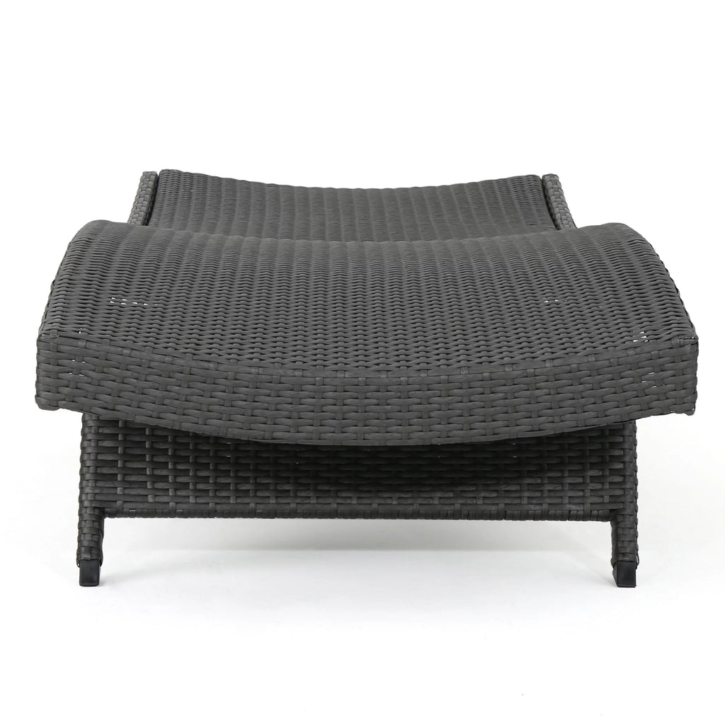 Grey Wicker Adjustable Chaise Lounge Set of 2 Y904