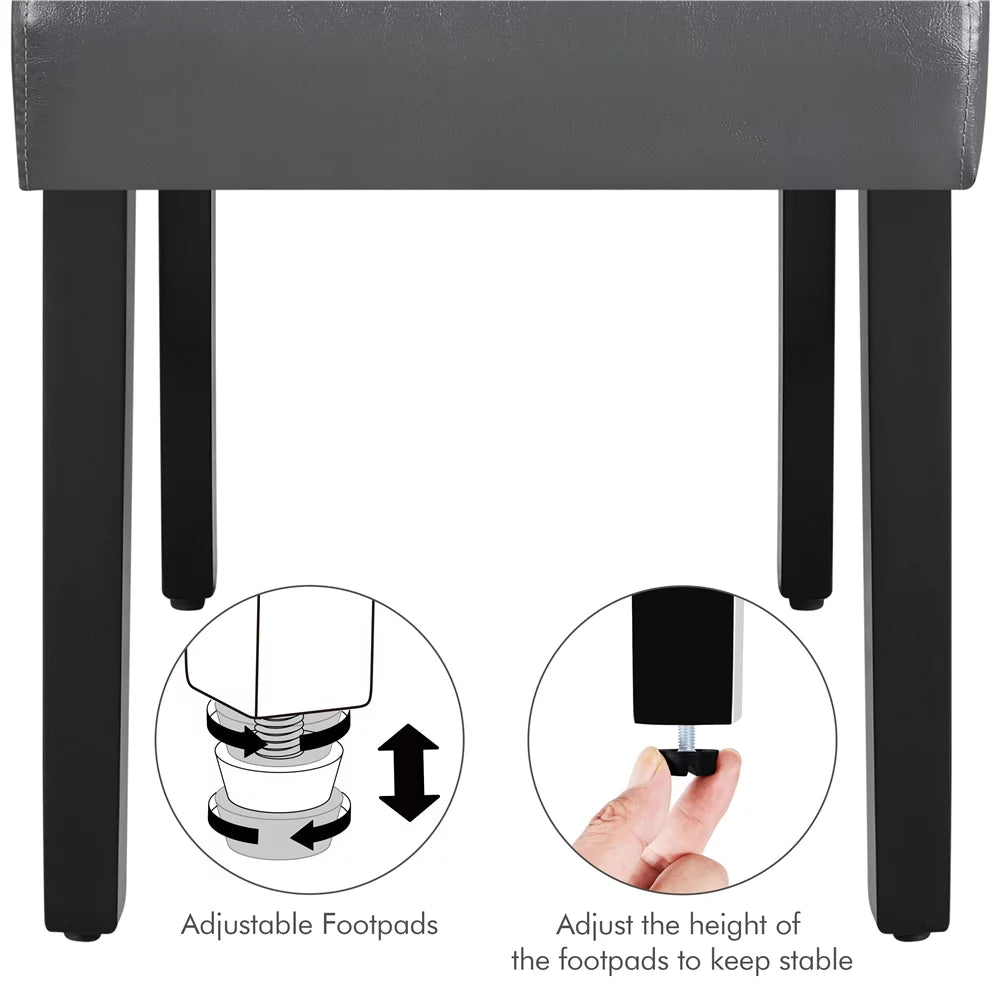 Faux Leather Dining Chairs with Wood Legs Set of 6 Gray P19668