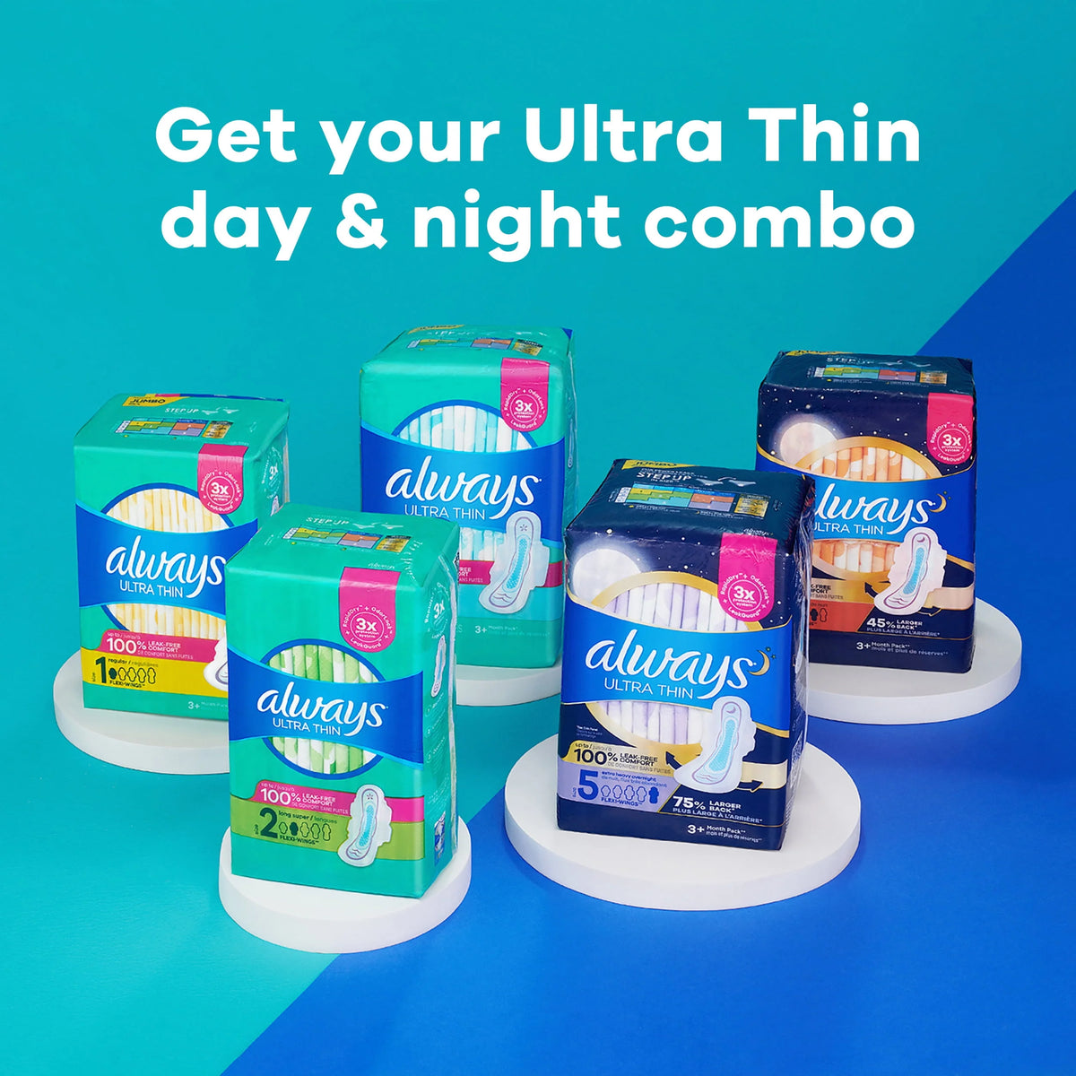 Ultra Thin Overnight Pads with Wings, Size 4, 50 CT P129279