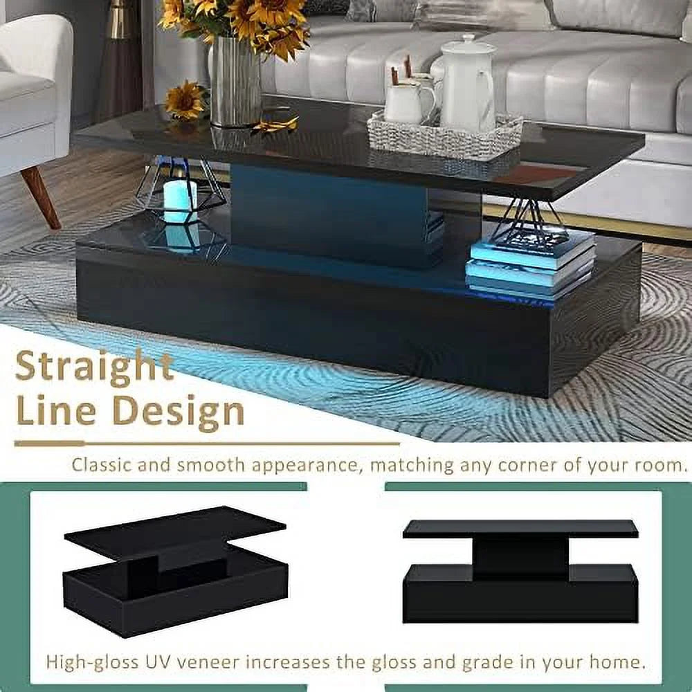 Modern High Glossy LED Coffee Table with 16 Colors Lights D554