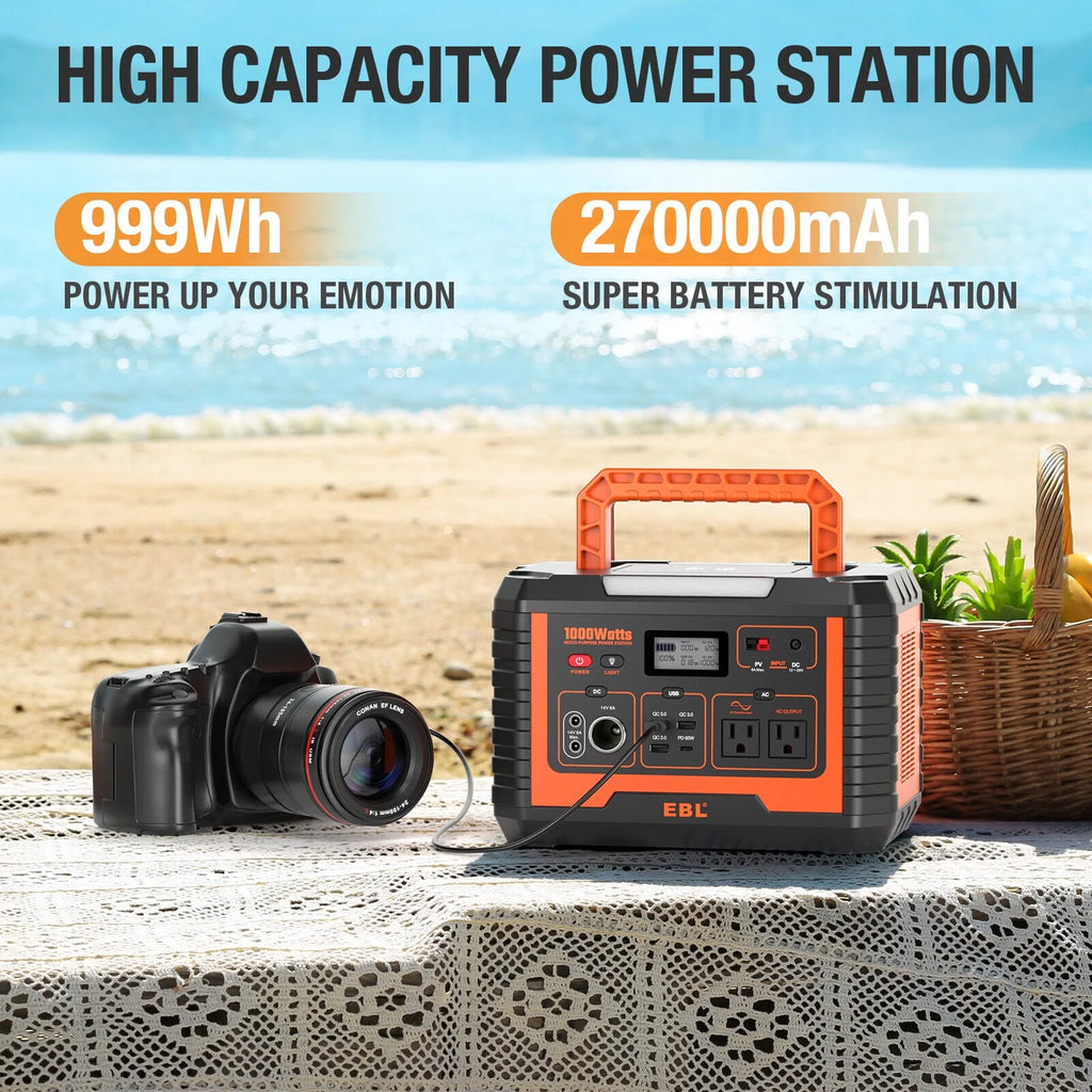 Portable Power Station 1000W Solar Generator 270000mAh Waterproof P16094