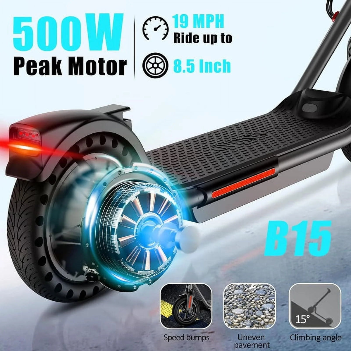 Electric Kick Scooter 300W Motor 8.5 Tires 15 Miles Range 19 Mph Folding J131