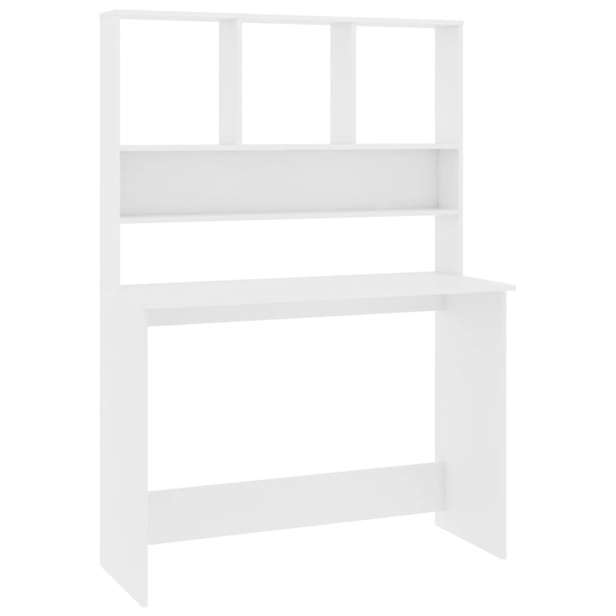 White Engineered Wood Desk with Shelves Z755