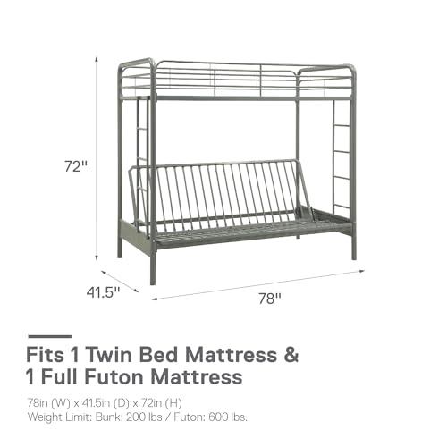 Black Twin-Over-Futon Convertible Couch and Bed with Metal Frame I106