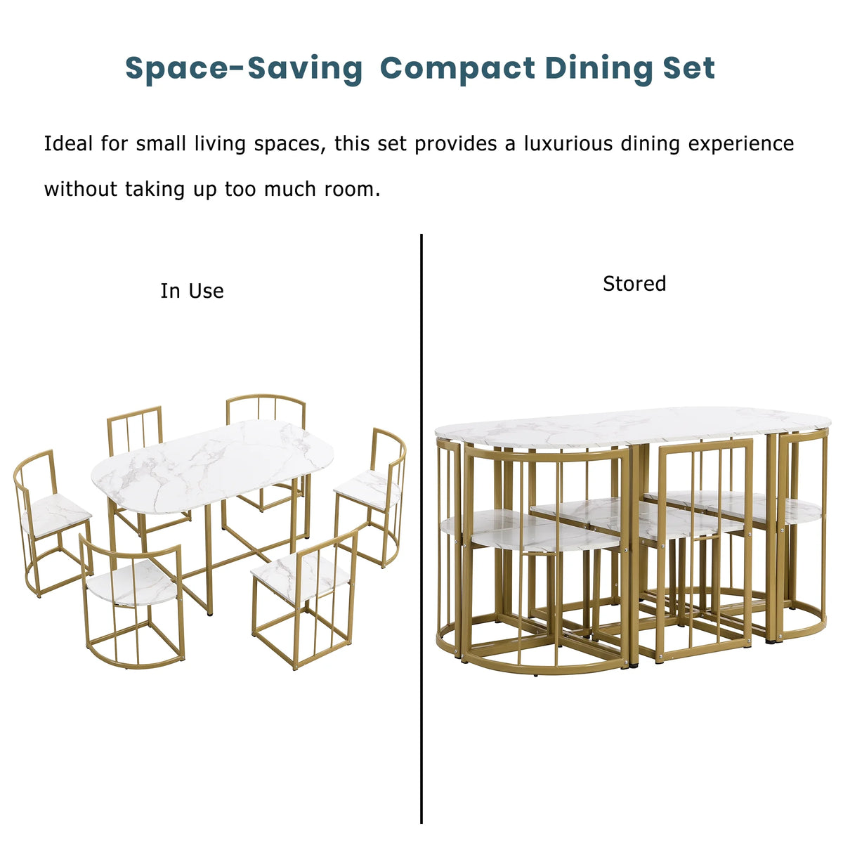 7-Piece Faux Marble Dining Table Set P377790