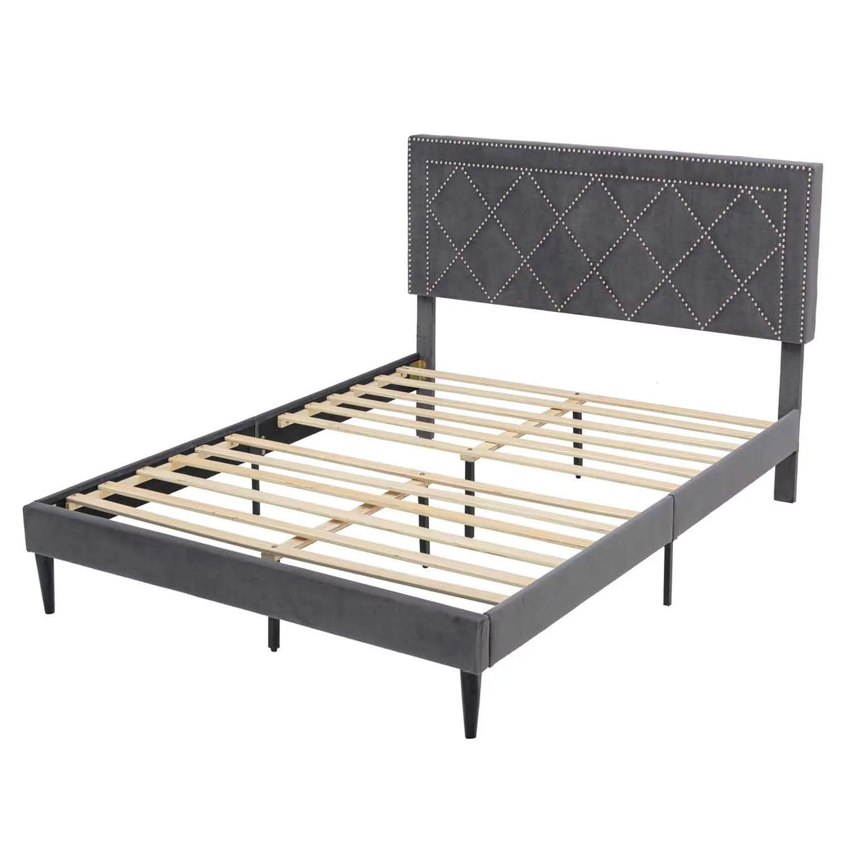 Queen Size Platform Bed with Wooden Frame M437