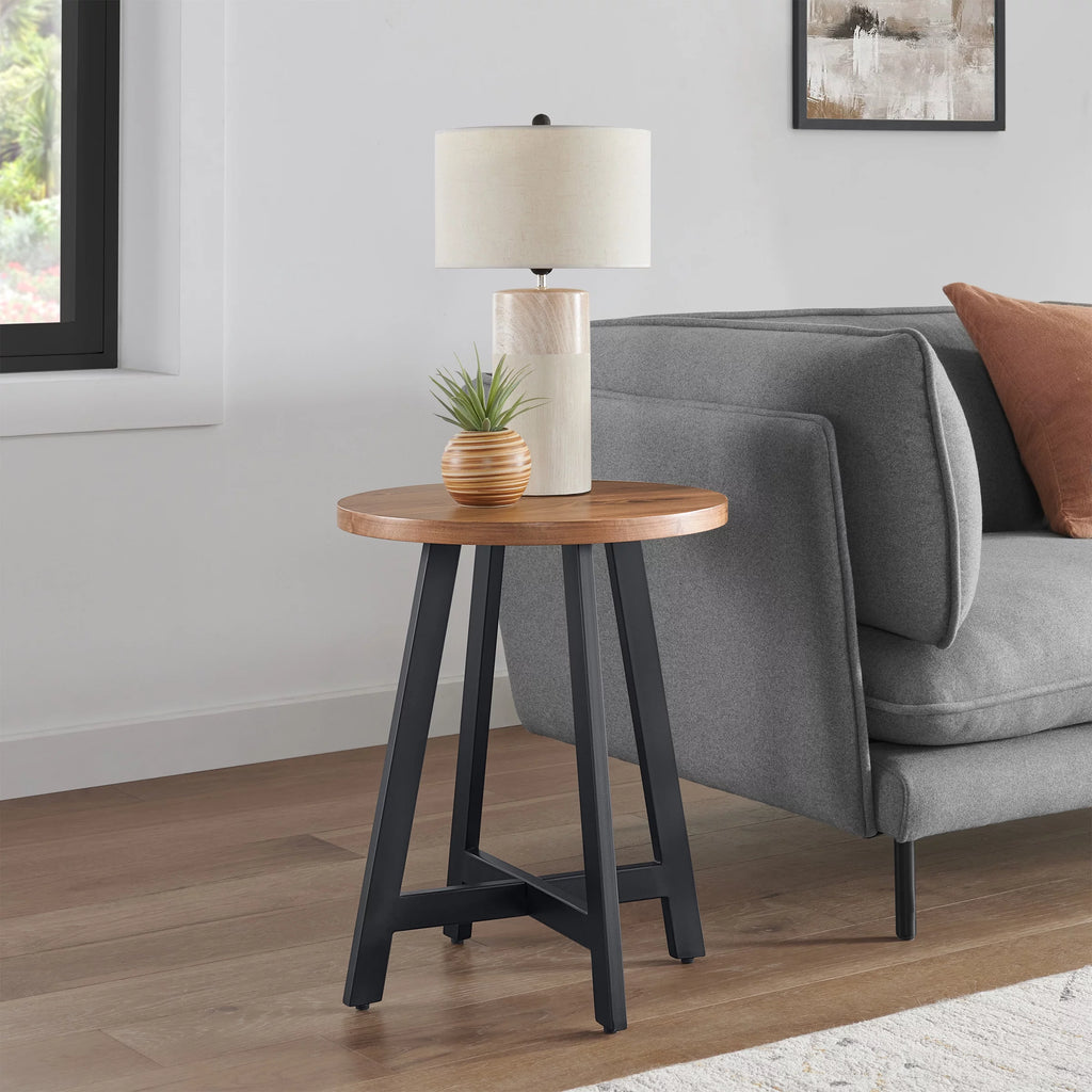 Round End Table with MDF Top and Metal Frame K98892
