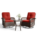 3 Pieces Wicker Patio Furniture Set with Swivel Rocker Chairs and Table G788