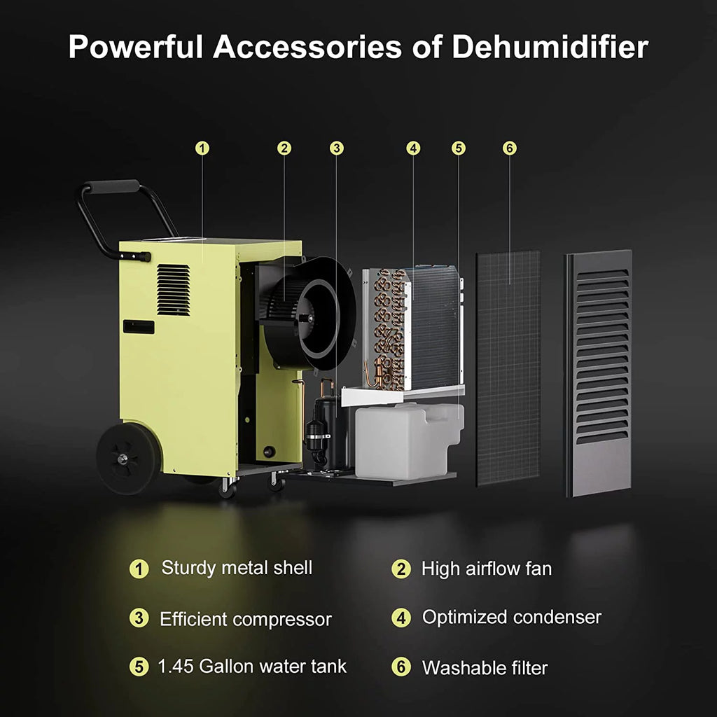 150 Pints Commercial Dehumidifier with Drain Hose and Water Tank W942303
