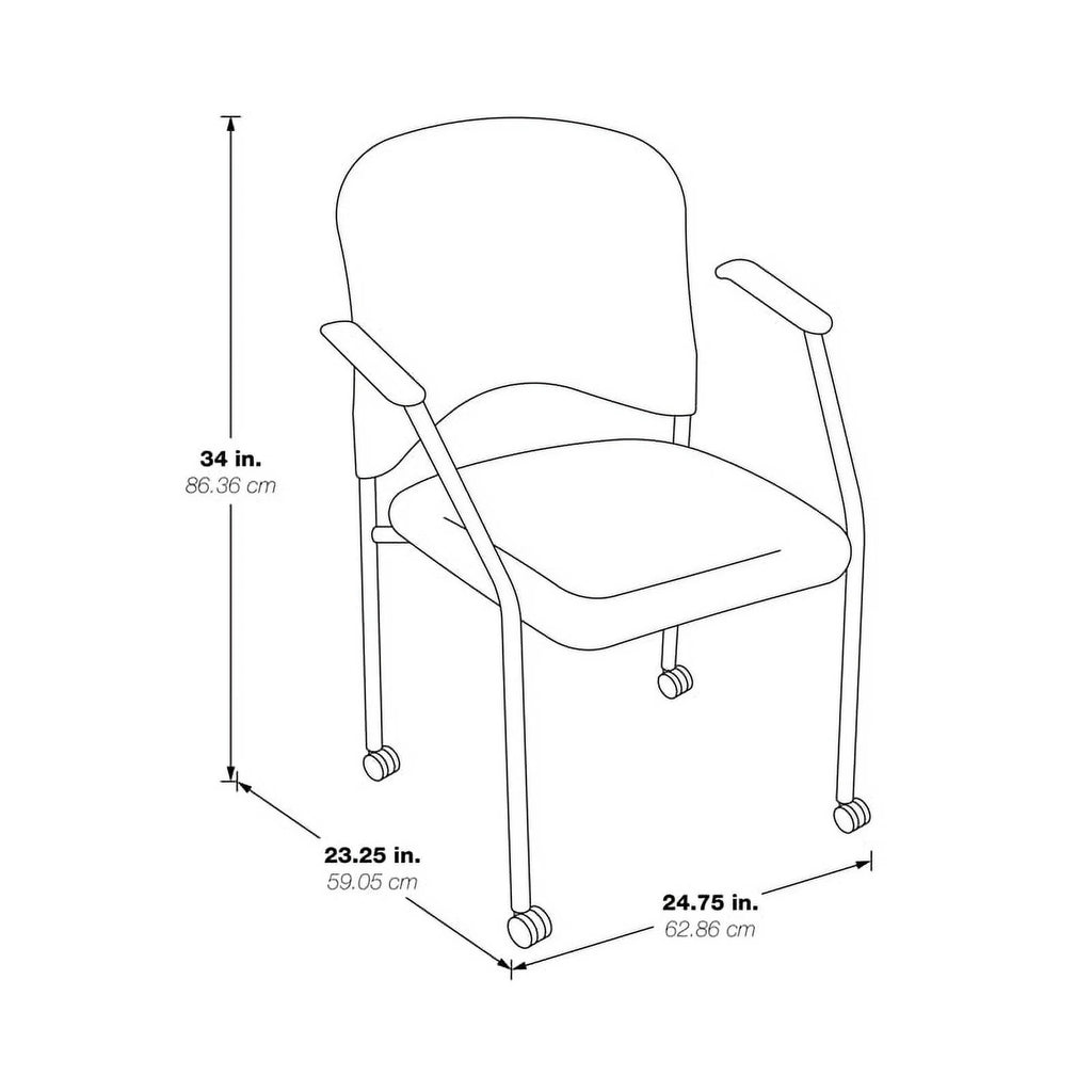 Black Fabric Rolling Visitors Chair with Casters E591