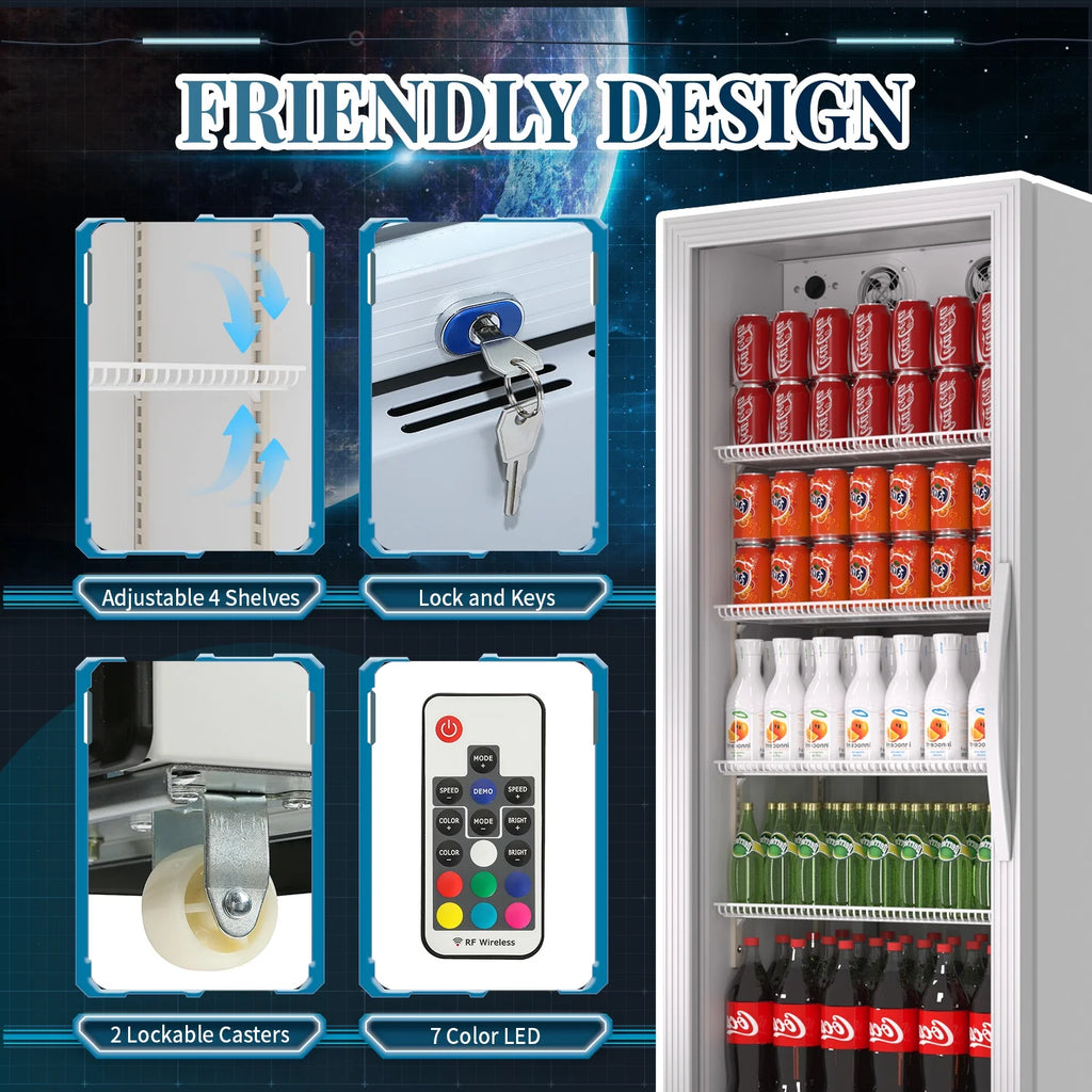 11 Cu.Ft Commercial Beverage Refrigerator with Lock and Wheels F8618