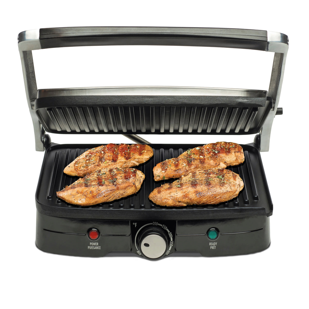 Indoor Grill with Panini Press 2 in 1 Nonstick Stainless Steel L54158