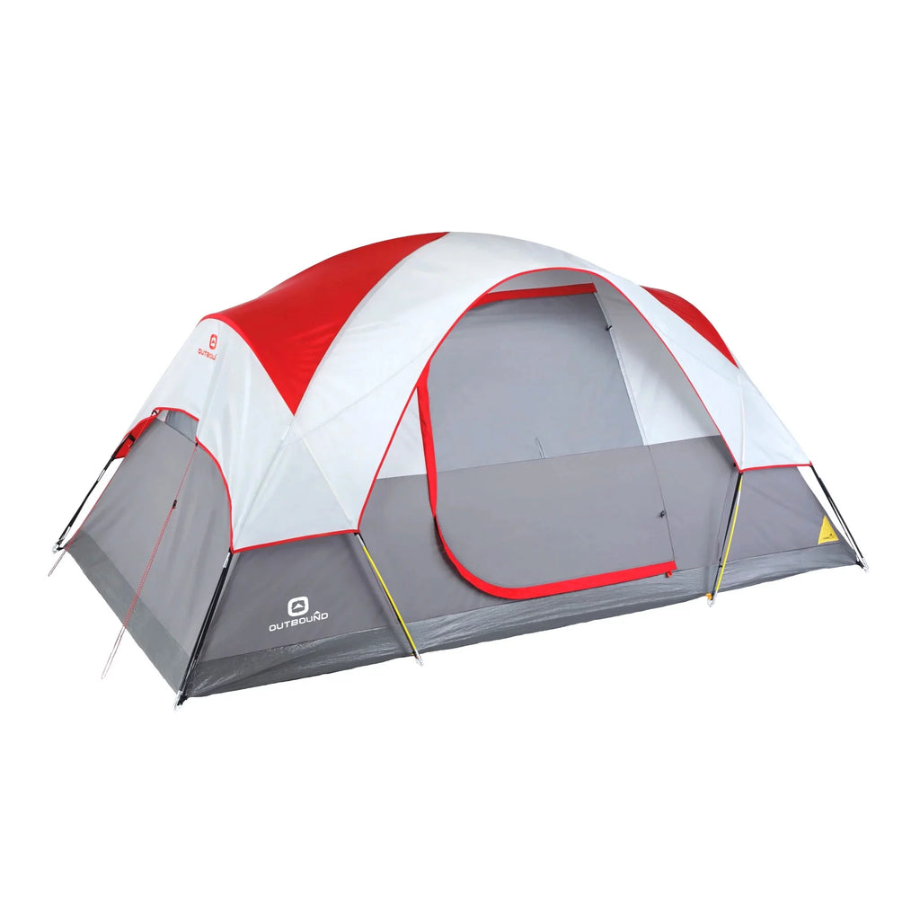 8 Person 3 Season Dome Tent with Room Divider and Rainfly, Red N710126