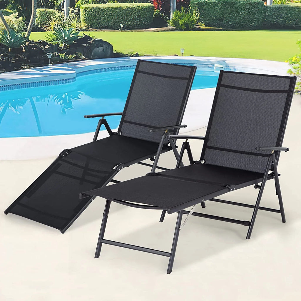 Gray Set of 2 Textile Outdoor Chaise Lounge R382699