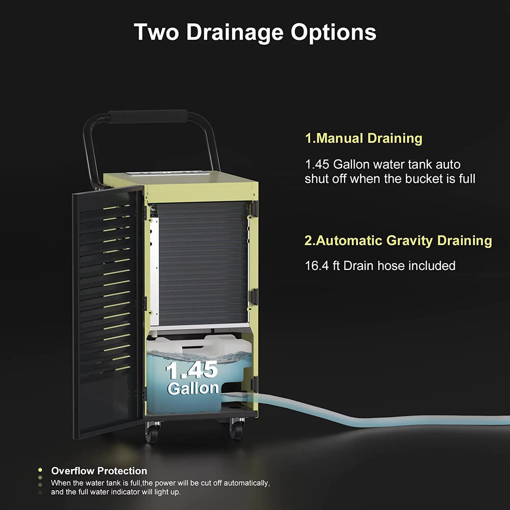150 Pints Commercial Dehumidifier with Drain Hose and Water Tank W942303
