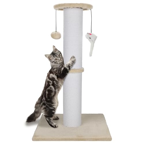 34 Inches Sisal Rope Cat Scratching Post with Hanging Ball S3857