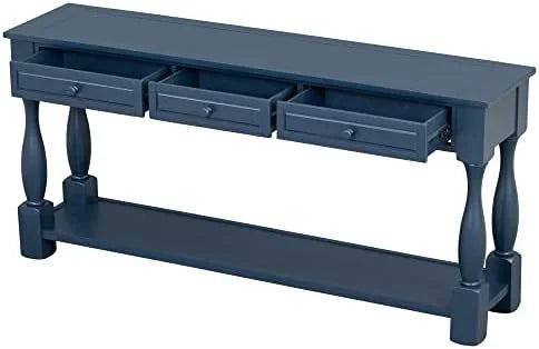 63" Long Console Table with Drawers Navy Blue N266918