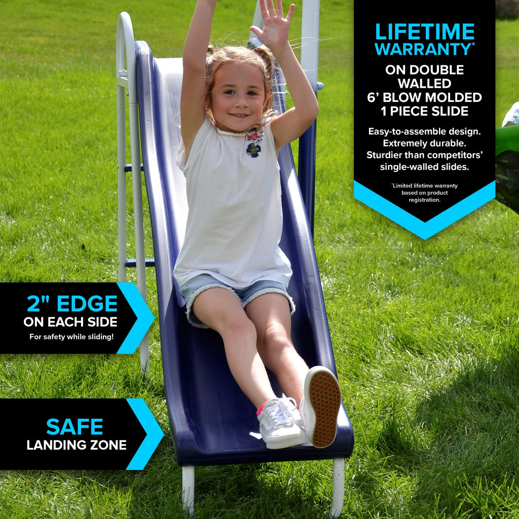 Metal Swing Set with Glider and Slide F341379