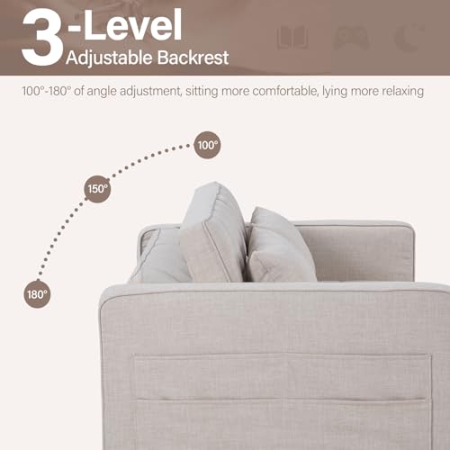 Grey 3-in-1 Convertible Sleeper Sofa Bed P89045