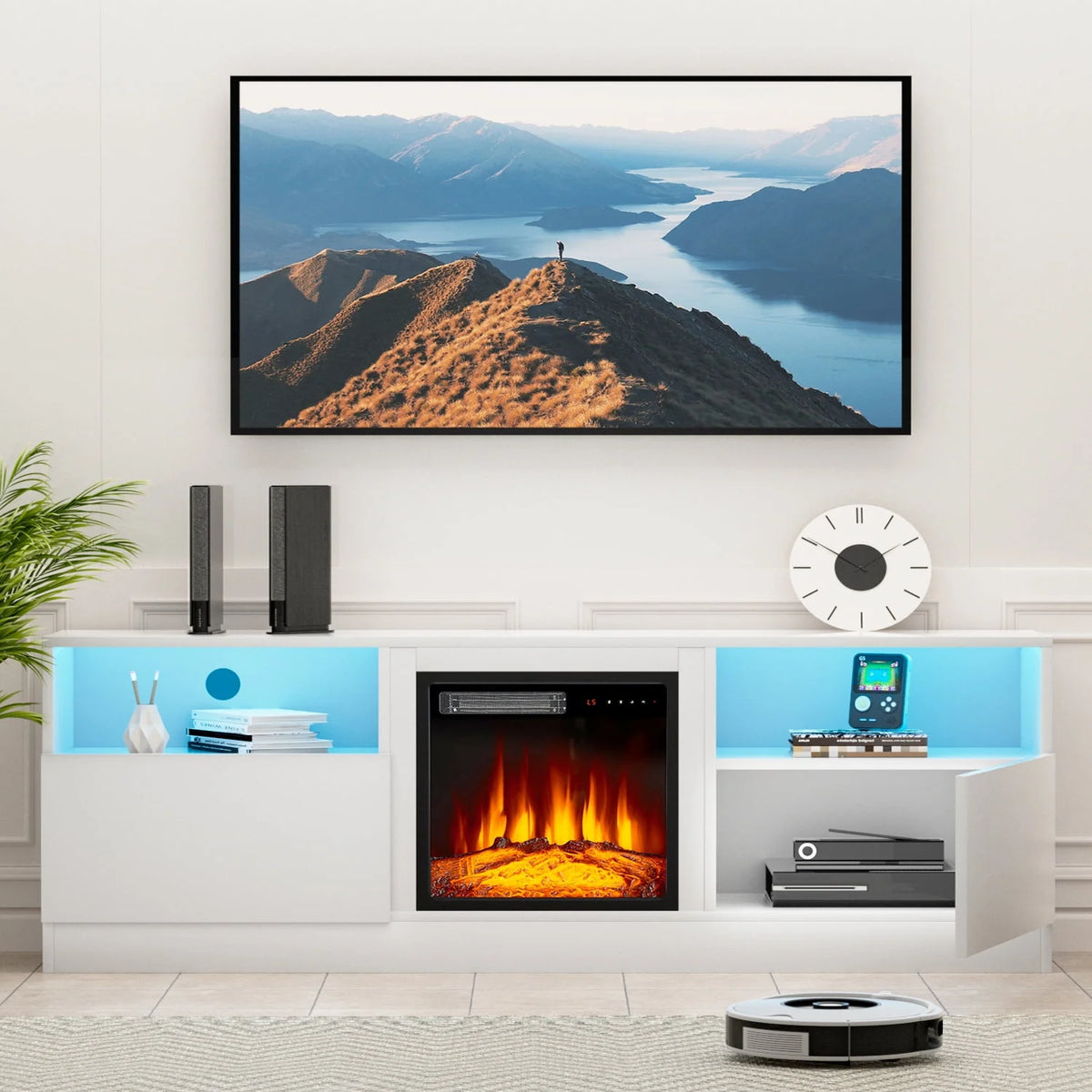 65 Fireplace TV Stand with Electric Fireplace J477094