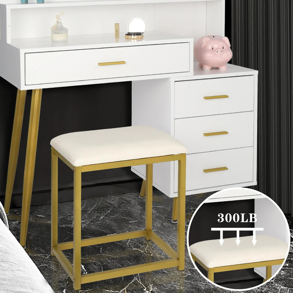 White Vanity Table Set with Lighted Mirror and 4 Drawers S97328