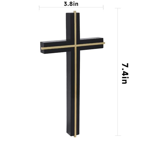 Handmade Black Gold Wooden Wall Cross U7496