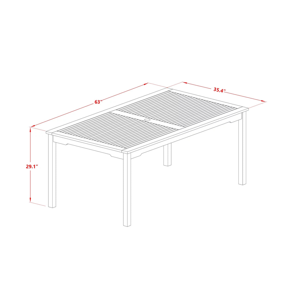 Rectangular Wood Patio Dining Table Y1659